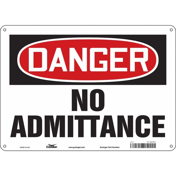 Safety Sign, 10 in Height, 14 in Width, Aluminum, Horizontal Rectangle, English, 472R66