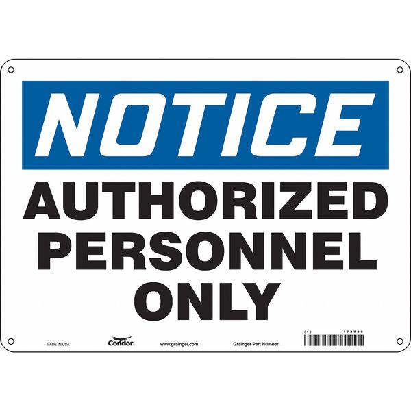 Safety Sign, 10 in Height, 14 in Width, Aluminum, Horizontal Rectangle, English, 472T99