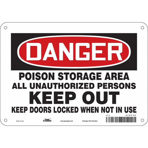 Safety Sign, 7 in Height, 10 in Width, Aluminum, Vertical Rectangle, English, 472T70
