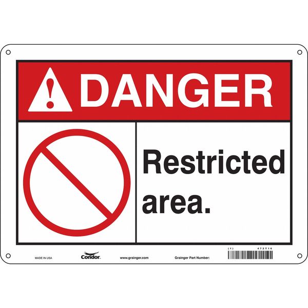 Safety Sign, 10 in Height, 14 in Width, Aluminum, Horizontal Rectangle, English, 472T16