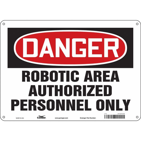 Safety Sign, 10 in Height, 14 in Width, Aluminum, Horizontal Rectangle, English, 472T29