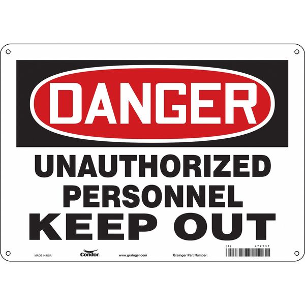 Safety Sign, 10 in Height, 14 in Width, Aluminum, Horizontal Rectangle, English, 472T37