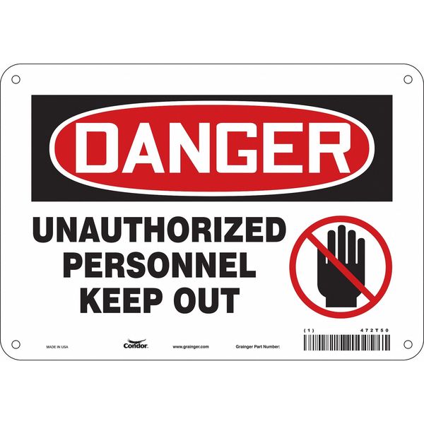 Safety Sign, 7 in Height, 10 in Width, Aluminum, Vertical Rectangle, English, 472T50