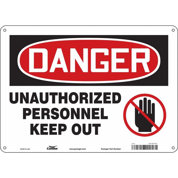 Safety Sign, 10 in Height, 14 in Width, Aluminum, Horizontal Rectangle, English, 472T51