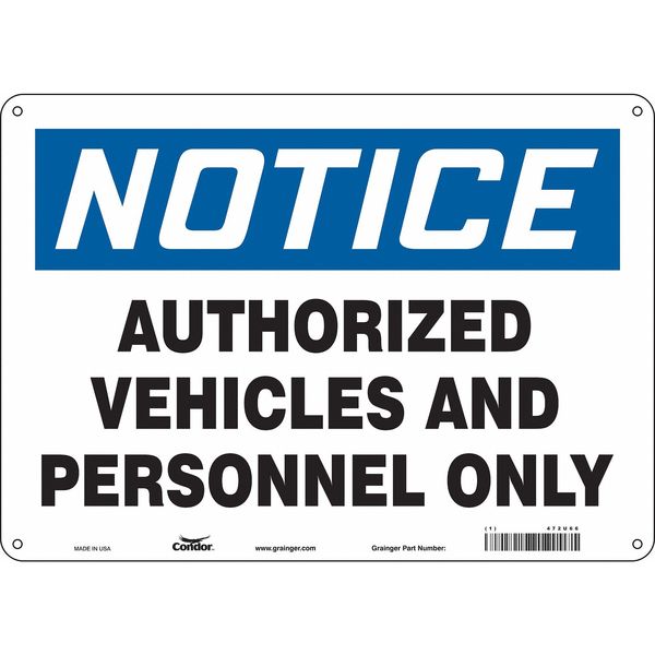 Safety Sign, 10 in Height, 14 in Width, Aluminum, Horizontal Rectangle, English, 472U66