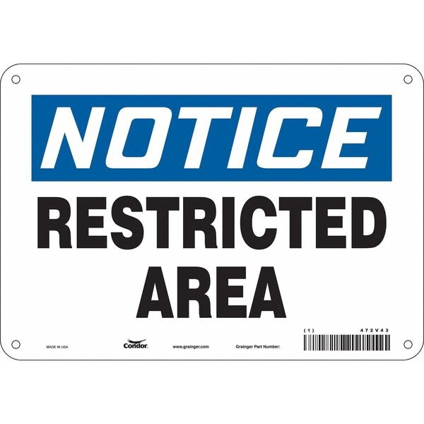 Safety Sign, 7 in Height, 10 in Width, Aluminum, Vertical Rectangle, English, 472V43