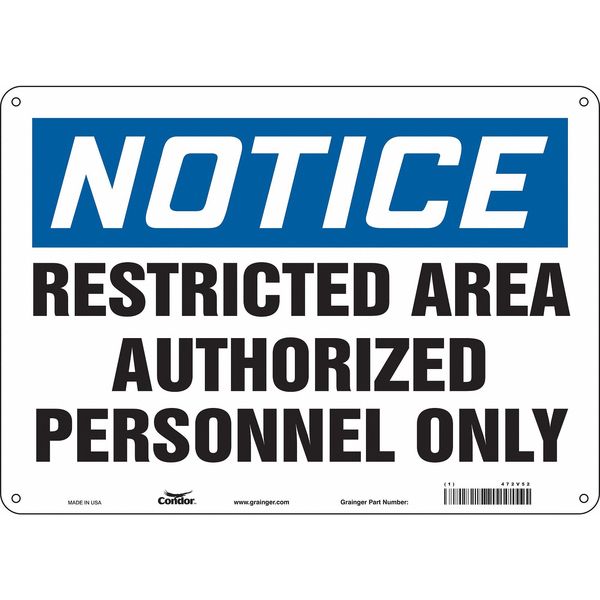 Safety Sign, 10 in Height, 14 in Width, Aluminum, Horizontal Rectangle, English, 472V52