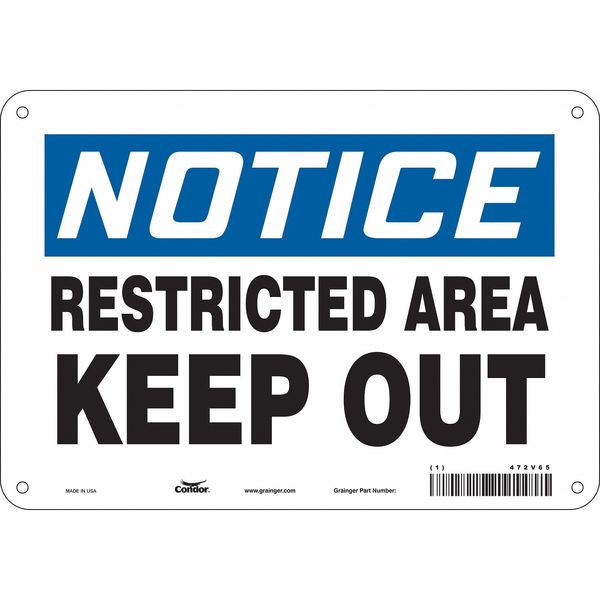 Safety Sign, 7 in Height, 10 in Width, Aluminum, Vertical Rectangle, English, 472V65