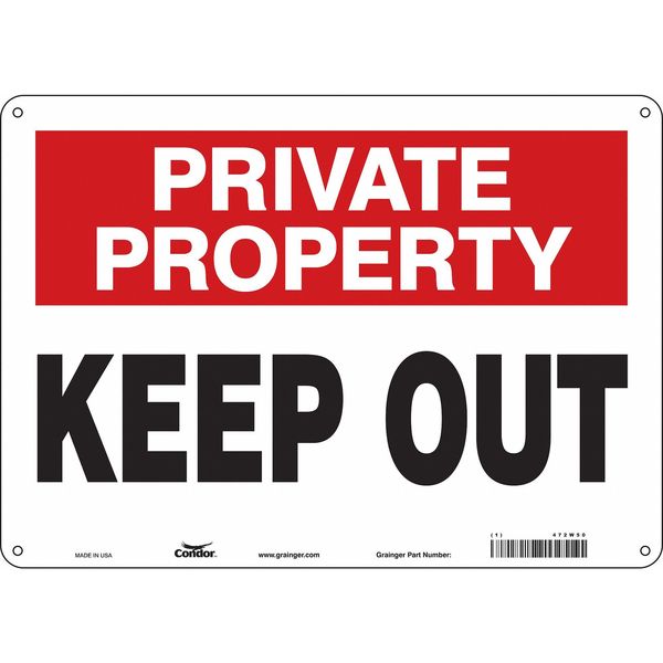 Safety Sign, 10 in Height, 14 in Width, Aluminum, Horizontal Rectangle, English, 472W50