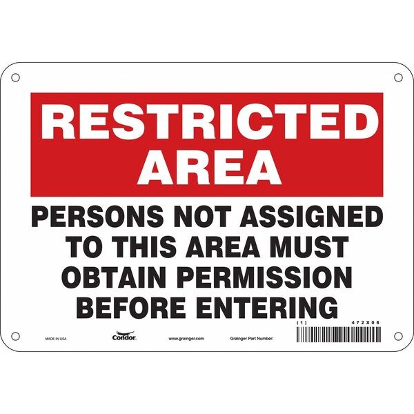 Safety Sign, 7 in Height, 10 in Width, Aluminum, Vertical Rectangle, English, 472X08