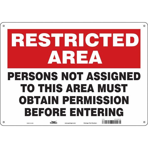 Safety Sign, 14 in H, 20 in W, Aluminum, Horizontal Rectangle, English, 472X10