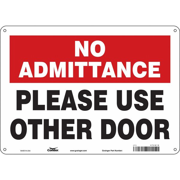 Safety Sign, 10 in Height, 14 in Width, Aluminum, Horizontal Rectangle, English, 472X19