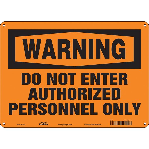 Safety Sign, 10 in Height, 14 in Width, Polyethylene, Horizontal Rectangle, English, 472Y71