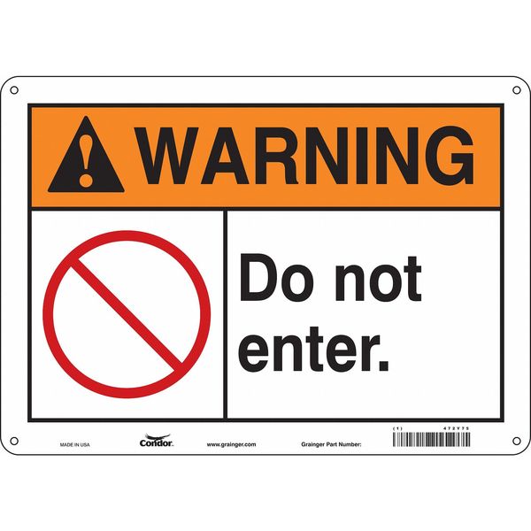 Safety Sign, 10 in Height, 14 in Width, Aluminum, Horizontal Rectangle, English, 472Y75