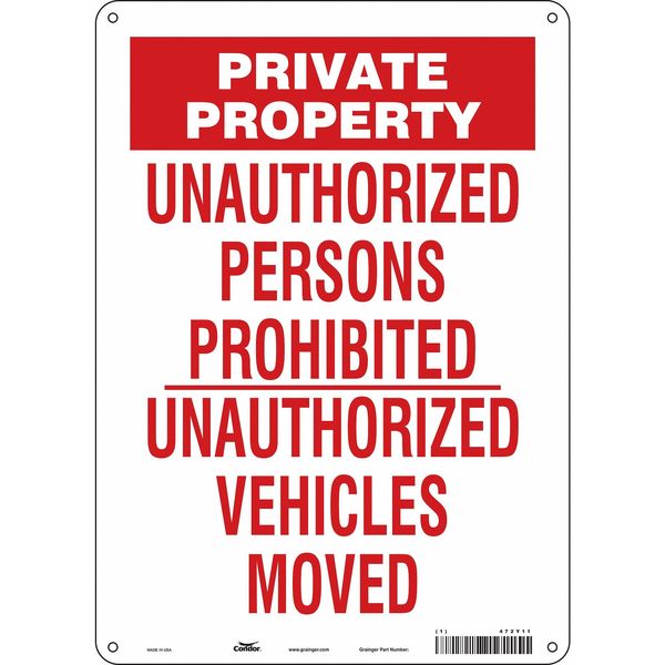 Safety Sign, 14 in Height, 10 in Width, Aluminum, Vertical Rectangle, English, 472Y11