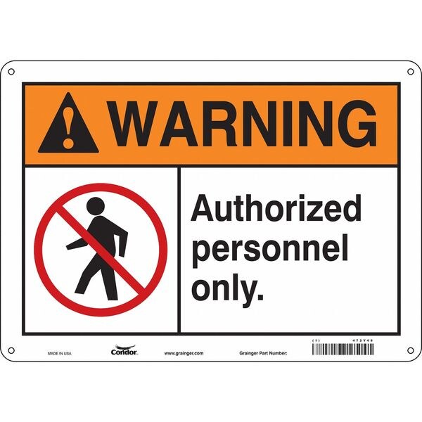 Safety Sign, 10 in Height, 14 in Width, Aluminum, Horizontal Rectangle, English, 472Y49