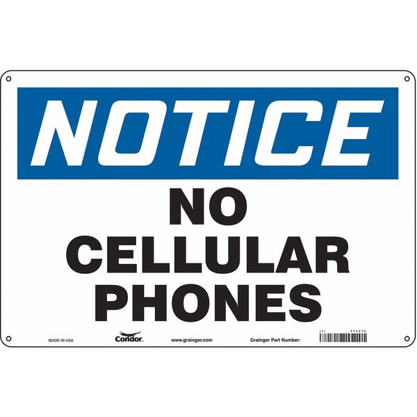 Safety Sign, 12 in H, 18 in W, Aluminum, Horizontal Rectangle, English, 472Z76