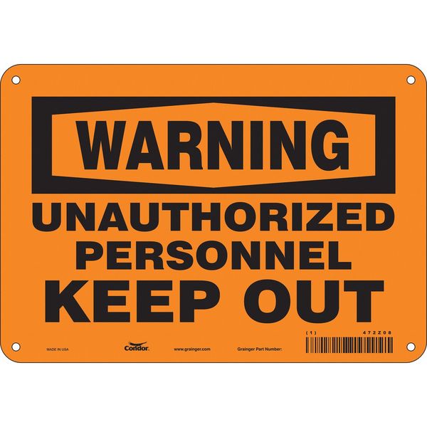 Safety Sign, 7 in Height, 10 in Width, Aluminum, Vertical Rectangle, English, 472Z08