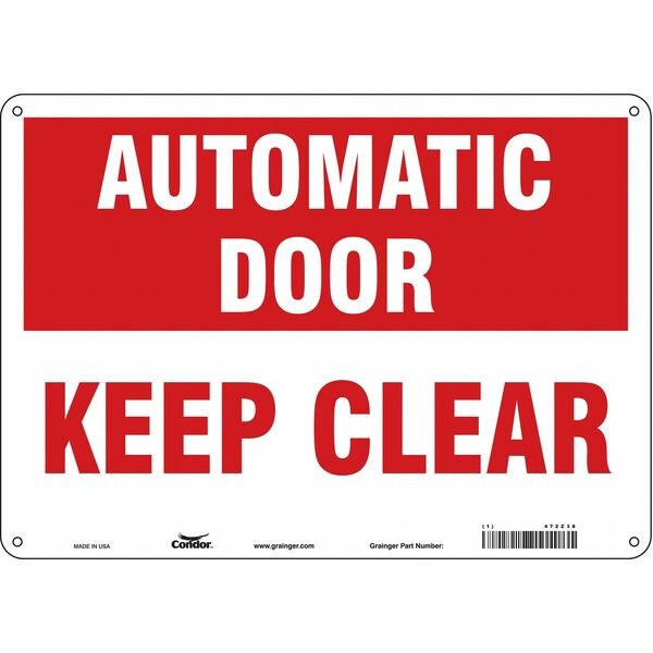 Safety Sign, 10 in Height, 14 in Width, Aluminum, Horizontal Rectangle, English, 472Z38