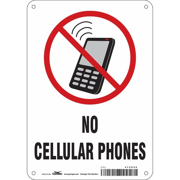 Safety Sign, 10 in Height, 7 in Width, Aluminum, Horizontal Rectangle, English, 472Z50