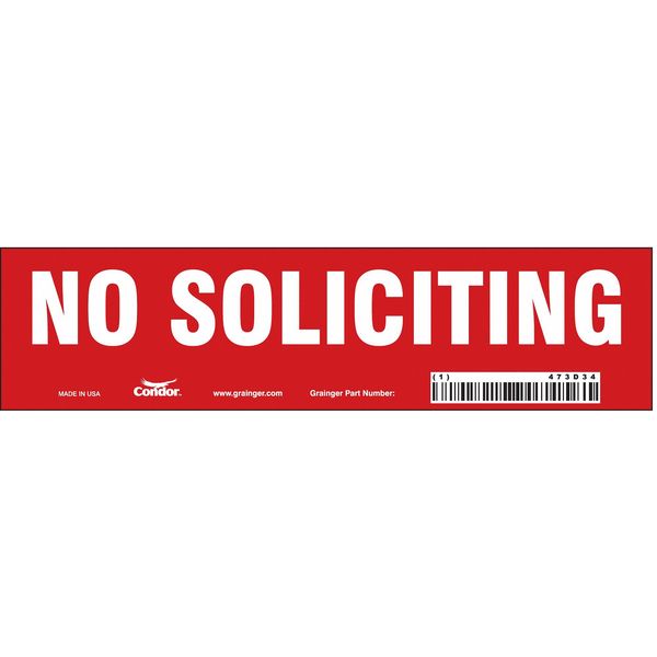 Safety Sign, 2 in Height, 8 in Width, Vinyl, Horizontal Rectangle, English