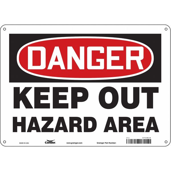 Safety Sign, 10 in Height, 14 in Width, Aluminum, Horizontal Rectangle, English, 473D36