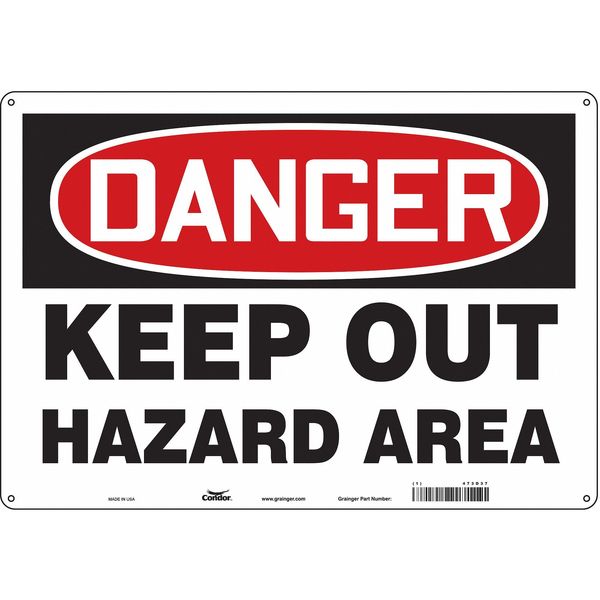 Safety Sign, 14 in Height, 20 in Width, Aluminum, Horizontal Rectangle, English
