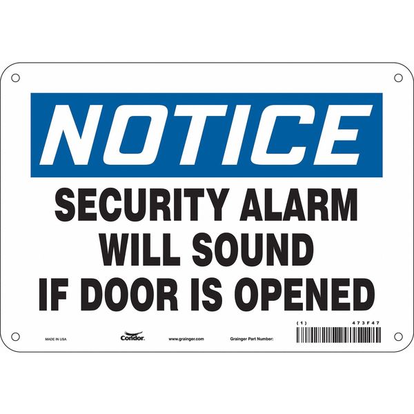 Safety Sign, 7 in Height, 10 in Width, Aluminum, Vertical Rectangle, English, 473F47