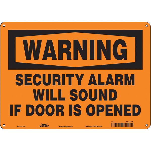 Safety Sign, 10 in Height, 14 in Width, Aluminum, Horizontal Rectangle, English, 473F65
