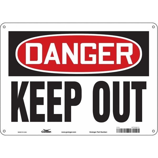 Safety Sign, 10 in Height, 14 in Width, Aluminum, Horizontal Rectangle, English, 473G11
