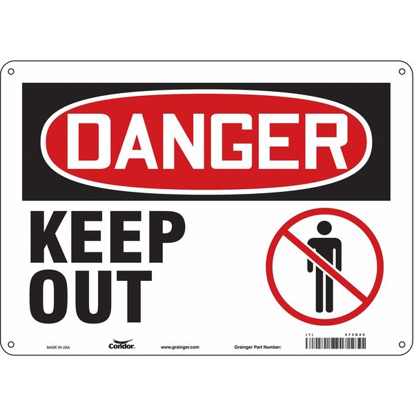 Safety Sign, 10 in Height, 14 in Width, Aluminum, Horizontal Rectangle, English, 473G25
