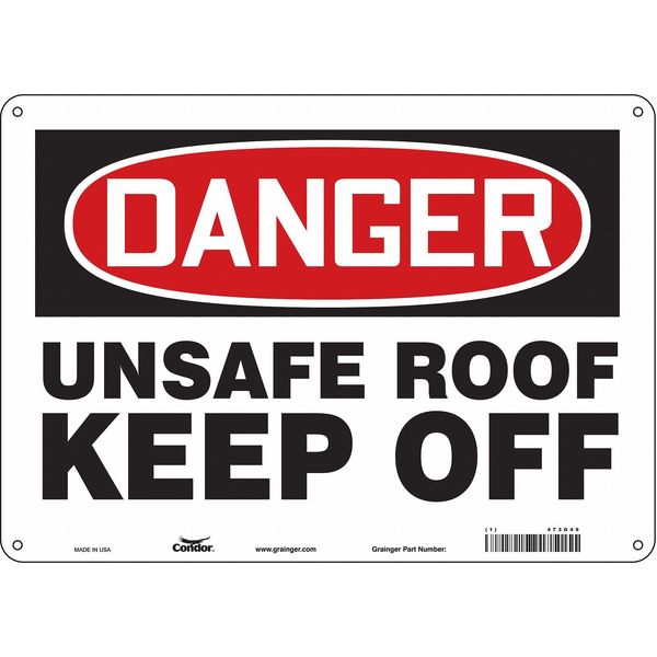 Safety Sign, 10 in Height, 14 in Width, Aluminum, Horizontal Rectangle, English, 473G49