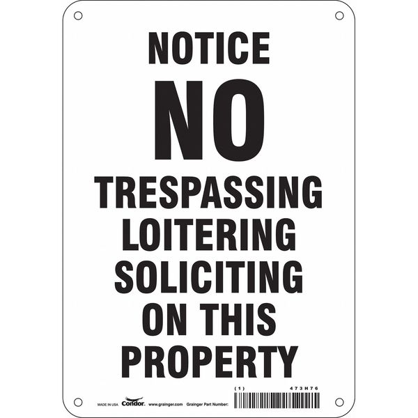Safety Sign, 10 in Height, 7 in Width, Aluminum, Horizontal Rectangle, English, 473H76