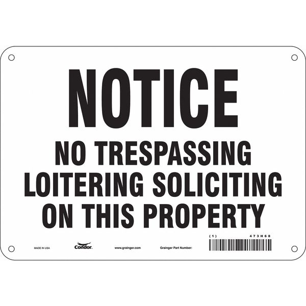 Safety Sign, 7 in Height, 10 in Width, Aluminum, Vertical Rectangle, English, 473H68