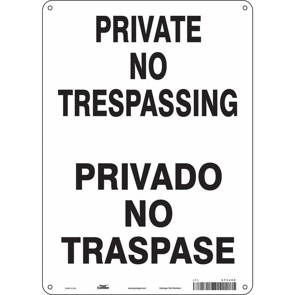 Safety Sign, 14 in Height, 10 in Width, Aluminum, Vertical Rectangle, English, Spanish, 473J89