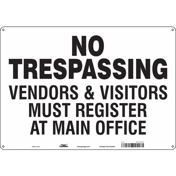 Safety Sign, 14 in H, 20 in W, Aluminum, Horizontal Rectangle, English, 473J06