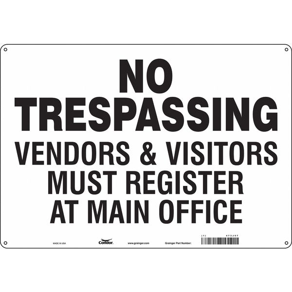 Safety Sign, 14 in Height, 20 in Width, Fiberglass, Horizontal Rectangle, English