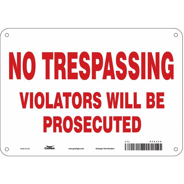 Safety Sign, 7 in Height, 10 in Width, Aluminum, Vertical Rectangle, English, 473J14