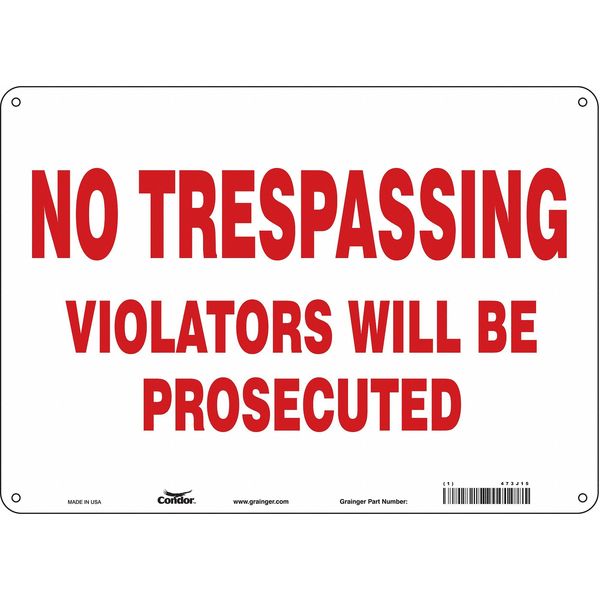 Safety Sign, 10 in Height, 14 in Width, Aluminum, Horizontal Rectangle, English, 473J15