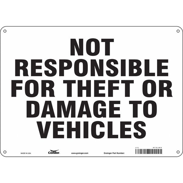 Safety Sign, 10 in Height, 14 in Width, Aluminum, Horizontal Rectangle, English, 473J65