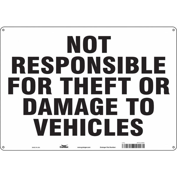 Safety Sign, 14 in H, 20 in W, Aluminum, Horizontal Rectangle, English, 473J66