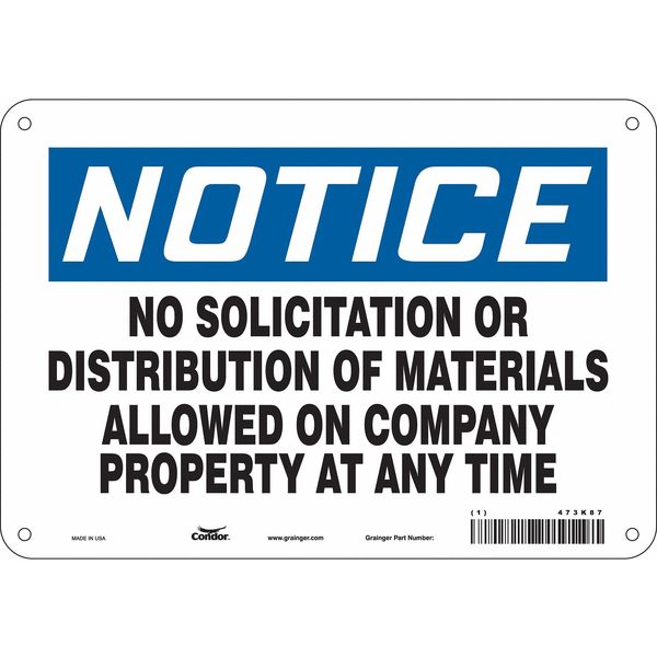 Safety Sign, 7 in Height, 10 in Width, Aluminum, Vertical Rectangle, English, 473K87