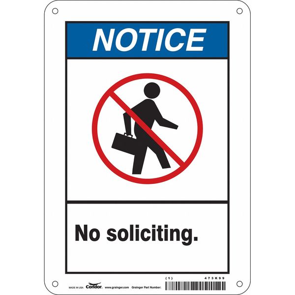 Safety Sign, 10 in Height, 7 in Width, Aluminum, Horizontal Rectangle, English, 473K99