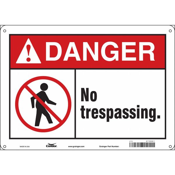 Safety Sign, 10 in Height, 14 in Width, Aluminum, Horizontal Rectangle, English, 473K61