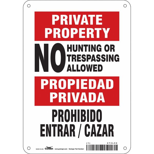 Safety Sign, 10 in Height, 7 in Width, Aluminum, Horizontal Rectangle, English, Spanish, 473L92