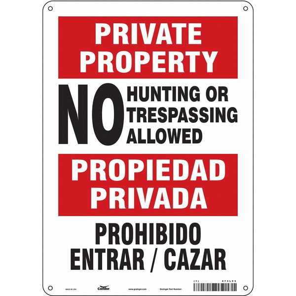 Safety Sign, 14 in Height, 10 in Width, Aluminum, Vertical Rectangle, English, Spanish, 473L93