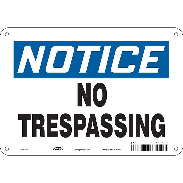 Safety Sign, 7 in Height, 10 in Width, Aluminum, Vertical Rectangle, English, 473L17