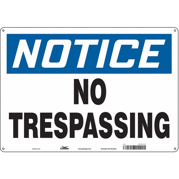 Safety Sign, 14 in H, 20 in W, Aluminum, Horizontal Rectangle, English, 473L19
