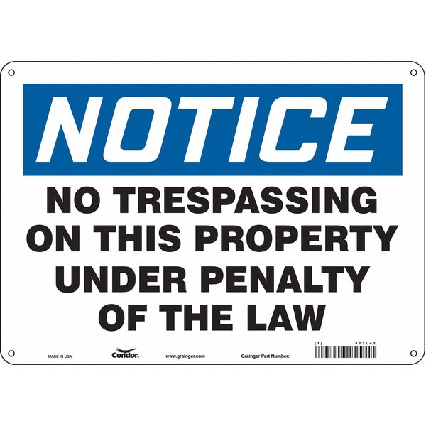 Safety Sign, 10 in Height, 14 in Width, Aluminum, Horizontal Rectangle, English, 473L42
