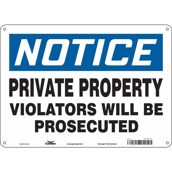 Safety Sign, 10 in Height, 14 in Width, Aluminum, Horizontal Rectangle, English, 473L61